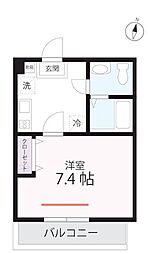 第二豊川荘 1Kの間取図画像