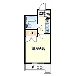 西山マンション 1Kの間取図画像