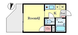 メゾン山王 1Kの間取図画像