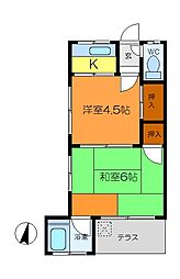 第一南荘 1DKの間取図画像