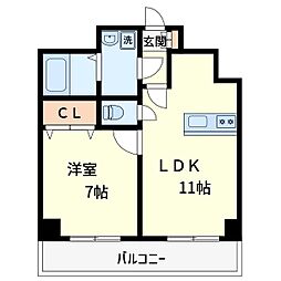 第二コーポ代田 1LDKの間取図画像