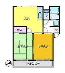 プレシャスナイン 2LDKの間取図画像