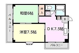 荒井ビル 2DKの間取図画像