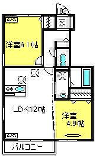 セジュール三橋　3 ｜埼玉県さいたま市大宮区三橋4丁目(賃貸アパート2LDK・1階・52.37㎡)の写真 その2