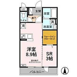 トレビナ与野本町 3階ワンルームの間取り