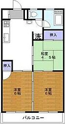 シャントーレクレモナ 2階3DKの間取り