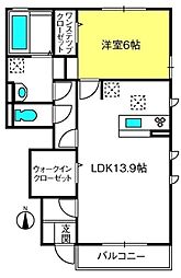 オルキス　D 1階1LDKの間取り