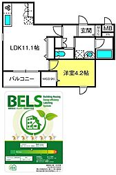 アクアシオン 2階1LDKの間取り