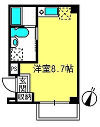 プルムドール大宮 4階ワンルームの間取り