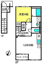 ベッシア・ノーブル 2階1LDKの間取り