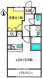 ドラクロワ 1LDKの間取図画像