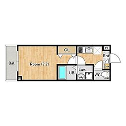 ジーメゾン指扇セレンティア 1Kの間取図画像