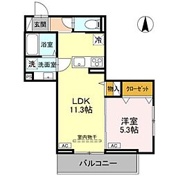 ノーブルラフィネ土呂町 1LDKの間取図画像