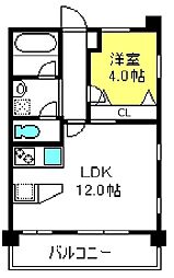シュロスさいたま新都心 1LDKの間取図画像