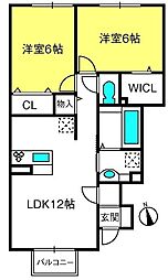 リッカティル 2LDKの間取図画像