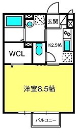 ダンヒル壱番舘 1Kの間取図画像