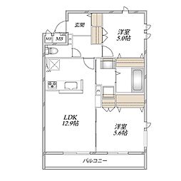グランドゥールソレイユ浦和 2LDKの間取図画像