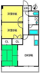オーネスト 3DKの間取図画像