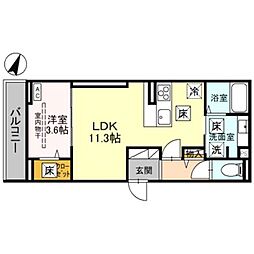 さいたま市浦和区針ヶ谷4丁目アパート 1LDKの間取図画像