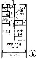 フローラ浦和 2LDKの間取図画像