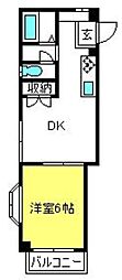 桃園ハイツ 1DKの間取図画像