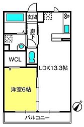 本郷の杜マルン 1LDKの間取図画像