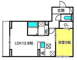 ルミナス 1LDKの間取図画像