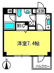 アクシーズグランデ高鼻 1Kの間取図画像
