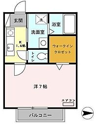 オークハウス 1Kの間取図画像