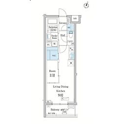 デュオフラッツ大宮 1LDKの間取図画像