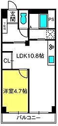 中央マンション 1LDKの間取図画像