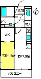 プロスパー7 1DKの間取図画像