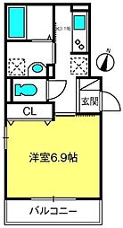 カーサしらたま 1Kの間取図画像