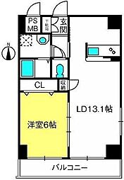 ロイヤルヒルズ浦和岸町 1LDKの間取図画像