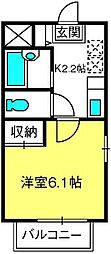 メゾンヴィトライユ 1Kの間取図画像