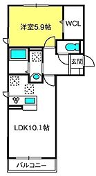 エクシー大宮 1LDKの間取図画像