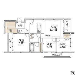 領家プライムコートI 3LDKの間取図画像