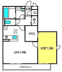 カーサマロン 1LDKの間取図画像