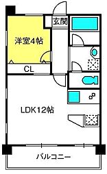 シュロスさいたま新都心 1LDKの間取図画像