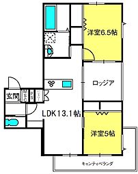 Indigo 2LDKの間取図画像