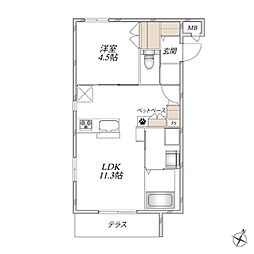 シャンテイーリオ 1LDKの間取図画像