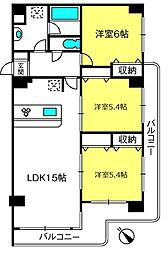 ディアコート参番館 3LDKの間取図画像