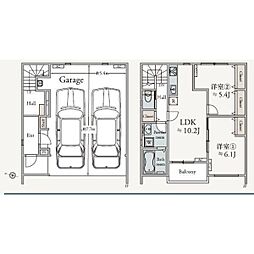 さいたま市浦和区本太5丁目アパート 2LDKの間取図画像