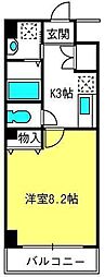 ウィスタリア 1Kの間取図画像