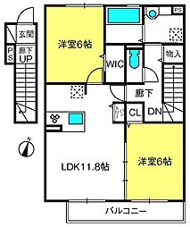 シェーングラースC 2LDKの間取図画像