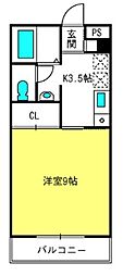 タウンコート9 1Kの間取図画像