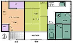 藤西町　平家 1階2Kの間取り