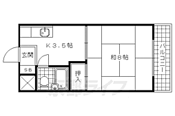 西浦マンション 3階1Kの間取り