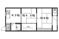 JR奈良線 六地蔵駅 徒歩5分の賃貸アパート 1階2DKの間取り