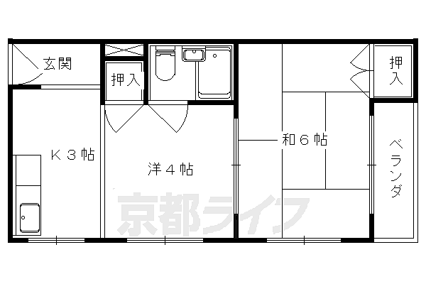 コーポ紅梅 204｜京都府京都市山科区川田前畑町(賃貸マンション2K・2階・27.70㎡)の写真 その2